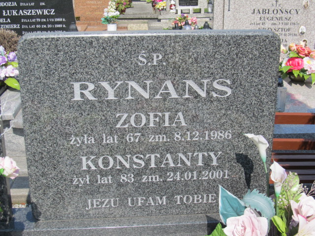 Zofia Rynans 1912 Białystok św. Boboli - Grobonet - Wyszukiwarka osób pochowanych